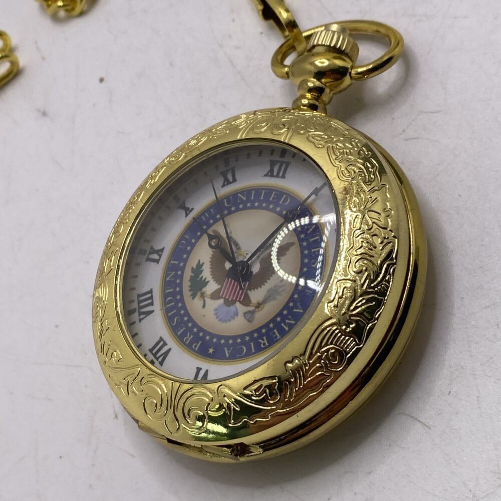 United States President Seal Pocket Watch Works New Battery